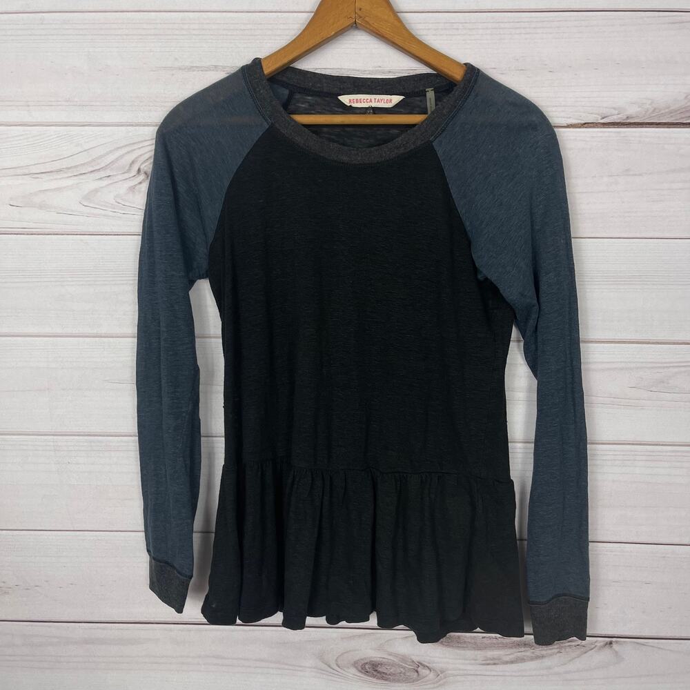 Rebecca‎ Taylor Color Block Long Sleeve Ruffled Hem Size XS